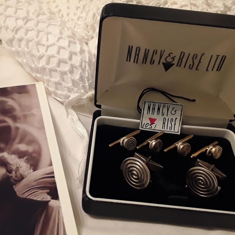 COPY - VTG. NANCY & RISE 925 STERLING CUFFLINKS SET W/BOX